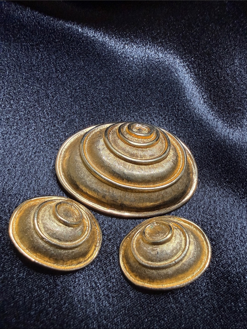 Napier Gold Concentric Spiral Accent Brooch and Clip Earrings